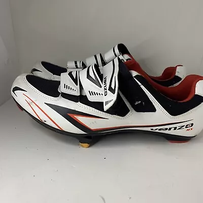 Venzo Men's White Red Cycling Cleats EUR 43 US 9 Cleat • $20