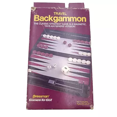 Pressman Vintage 1988 Magnetic Travel Backgammon Portable Game #2214 Games To Go • $19.31