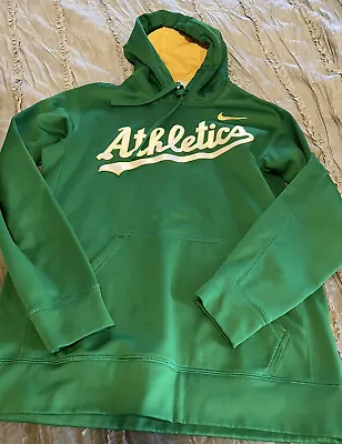 OAKLAND Athletics A'S Baseball NIKE Cooperstown Hoodie MEDIUM Sweatshirt Green • $36.54