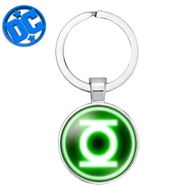 GREEN LANTERN Logo Metal Glass Silver Plated Movie Keychain Key Chain Cosplay DC • $5.28