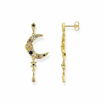 Genuine THOMAS SABO Earrings Royalty Moon Colourful Stones - Gold • $274.50