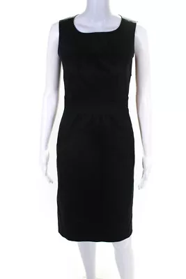 J Crew Womens Cotton Sleeveless Scoop Neck Sheath Dress Black Size 0 • $34.81