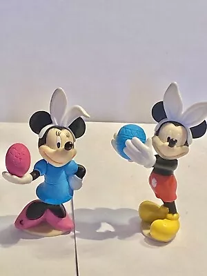 Mickey & Minnie Mouse PVC Figures - Holding EASTER EGGS - 3 1/2”  Tall • $20