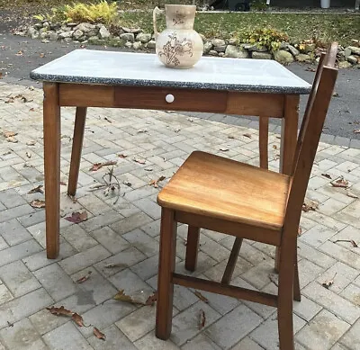 Vintage 1940's Porcelain Enamel Top Kitchen Table 41  X27  Refurbished & 1 Chair • $125