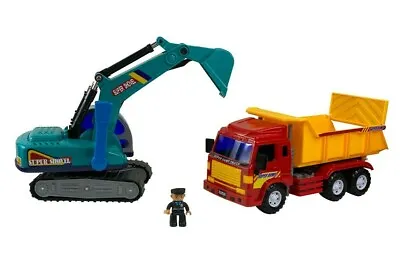 Big Daddy Full Size Medium Duty Dump Truck And Excavator Construction Toy Set • $29.99