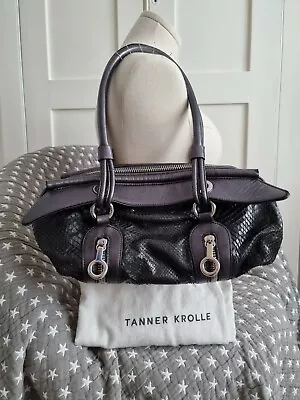 Tanner Krolle 00s Metallic Silver Grey Leather Shoulder Bagette Zips VGC Italy • £250