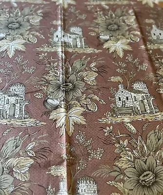 Vintage Lee Jofa McMillen Collection Alain Toile Fabric 3 Yards Cinnamon Toile • $149.99