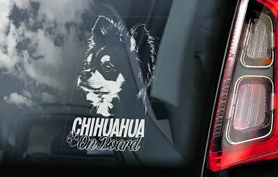 £3.99 • Buy Chihuahua Car Sticker - Dog On Board Long Haired Window Bumper Decal Gift V4