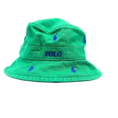 New! Polo Ralph Lauren Hat -l/xl Green Blue Allover Pony Dot Bucket Chino Twill • $39.99