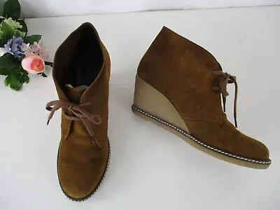 J. Crew MacAlister Wedge Heel Chestnut Brown Suede Desert Chukka Ankle Booties 9 • $28