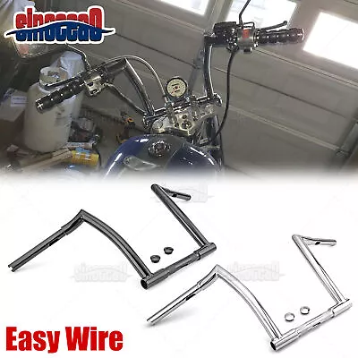 10 ~16  Rise Horn Ape Hanger Bars Handlebar For Harley Dyna Softail XL 883 1200 • $94.99