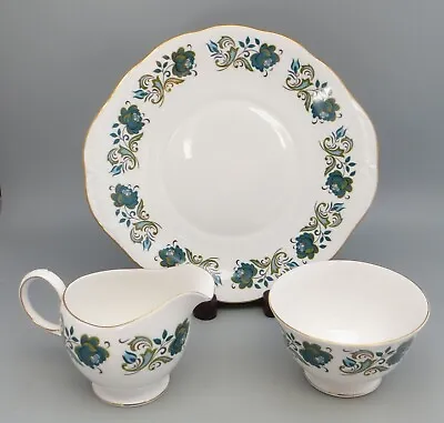 Ridgway Queen Anne 8401 - Retro Floral - Cake Plate Sugar Bowl & Creamer (Milk) • $48.39