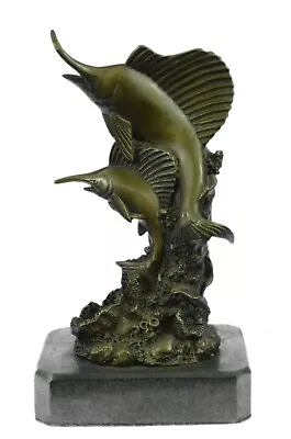 Vienna Bronze Original Hot Cast Two Marlin Bronze Sculpture Marble Figurine Sale • $123.60