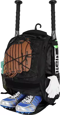 Youth Baseball Backpack Bag - Baseball Bag With Shoes Compartment Bat Holder &  • $31.64