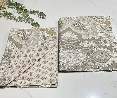Echo 2pc STANDARD PILLOW SHAMS 20/26   Taupe Green And Cream Paisley 100% Cotton • $35