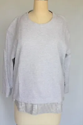 J Crew Women Sweatshirt Gray Sequin Hem Crewneck Pullover 3/4 Length Sleeve Sz M • $30