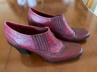 Antonio Melani Ankle Boots Booties Western Tooled Leather Red Women's 10 M  • $29.99