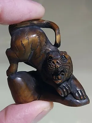 Old Japanese Boxwood Netsuke  / Okimono - Tiger - Signed • £190