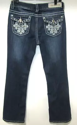 Nwt Miss Chic Sequin Rhinestone Medium Wash Denim Jeans Womens Size 13 • $19.99