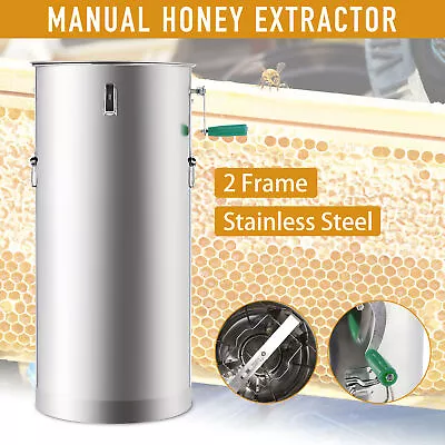Honey Extractor 2 Frame Manual Crank Beekeeping Spinner Stainless Equipment AU • $139.99