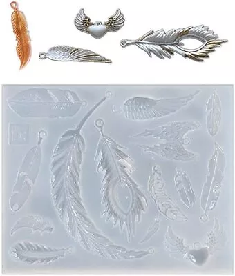 £3.25 • Buy Silicone Feather Wings Pendant Resin Casting Mold Necklace Earings Jewelry Mould