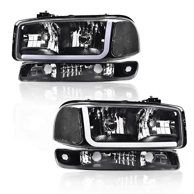 Fit For 99-07 Gmc Sierra/yukon Led Drl Black/clear Headlights W/signal Lamps • $81.51