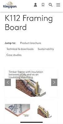 £80 • Buy *2 Sheets* Kingspan Kooltherm K112 Framing Insulation Board 70mm - 2.4x1.2x70mm.