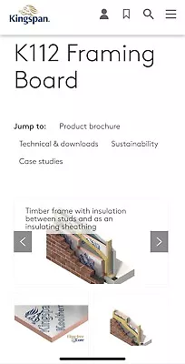 £80 • Buy *2 Sheets* Kingspan Kooltherm K112 Framing Insulation Board 70mm - 2.4x1.2x70mm.