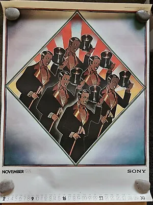 Original Vintage Poster Jazz Men Sony 1975 November Calendar Pin Up • $129.97