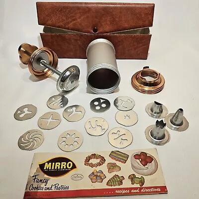 Vintage Mirro Cookie Cooky Pastry Press 11 Discs/3 Tips Instruct Manual EUC • $25.41