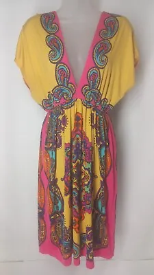 Beautiful Mexican Dress By Rock Revolution Size Large Yellow Multicolor  • $12.99