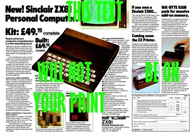 Sinclair ZX81 2-page Magazine Advert A3 Poster (270gsm Ilford Galerie) • £19.95