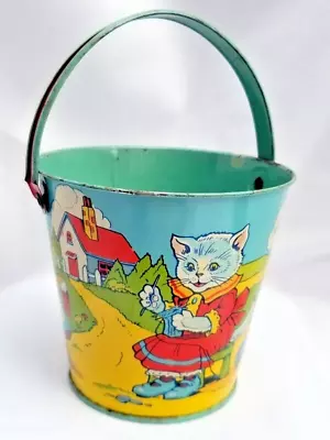 Vintage Chein Cats Sand Pail Bucket-3 Little Kittens Lost Mittens Nursery Rhyme • $40