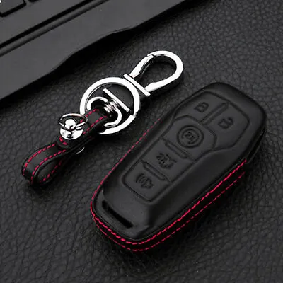 Premium Leather Key Fob Cover Case Bag Fits Fitsd Lincoln MKZ MKC MKX Mustang • $12.72