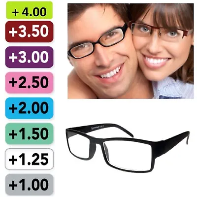 £2.99 • Buy Mens Womens Black Reading Glasses Strength 0.00 To 4.00 