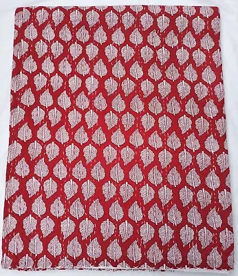 Indian Handmade King Size Cotton Kantha Quilt Hand Block Blanket Bedspread Throw • £71.99