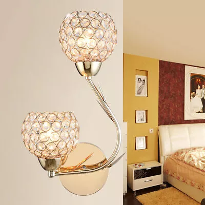 Modern LED Crystal Wall Lamp Sconce Light Bedroom Bedside Hallway Lighting E27 • $24.99