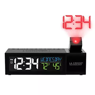 	La Crosse Technology 616-12667-INT Silver Atomic Projection Alarm Clock With... • $39.23