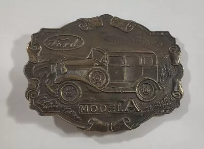 FORD MODEL A  BRONZE ADVERTISING BELT BUCKLE VERY NICE Lyntone Oklahoma City OK • $14.99