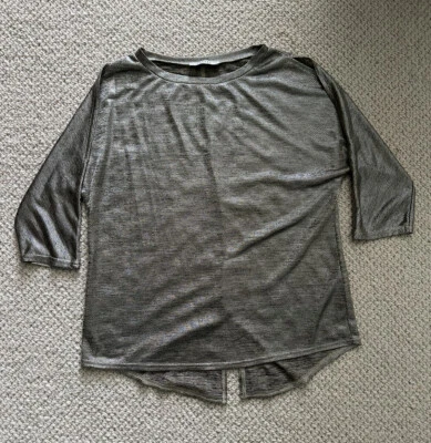 £2.99 • Buy Oasis Silver Gold Shiny Metallic Look Occasion Party Top Size Small 8-10