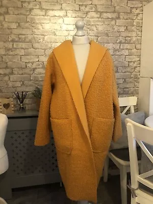 Made In Italy New Collection Mustard Boucle Coat Free Size (with Hood) • £9.99