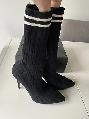£19.90 • Buy New Jacobies Ladies Cable Knit Sock Boots Uk7.5 Black Knit Ankle With 4.5” Heel