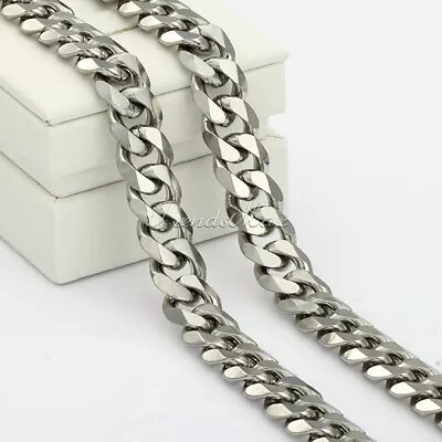 11MM Heavy Mens Chain Curb Link Silver Stainless Steel Necklace Jewelry 16 -36  • $10.49