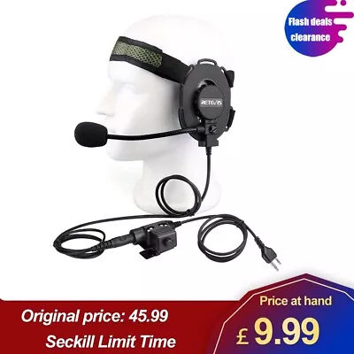 Retevis EH060K Z Tactical Military Headset For Midland LXT210 LXT216 G300 GXT450 • £9.99