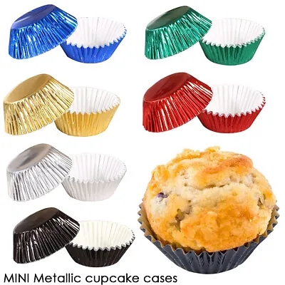 MINI Metallic Cupcake Cases Baking Muffin Cake Petits Greaseproof Baking Cupcake • £1.99