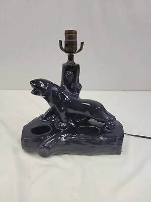 Vintage Mid-Century Modern Ceramic Black Panther Consul TV Table Lamp Planter • $44.99