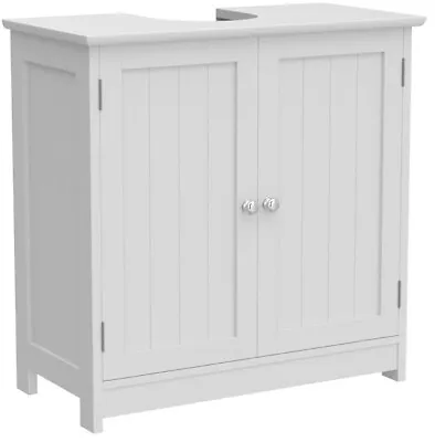 £37.97 • Buy White Under Sink Basin Cabinet Cupboard Bathroom Storage Unit Two Tier Home Bath
