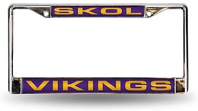 Minnesota Vikings Skol Slogan Metal License Plate Frame Chrome Tag Cover... • $20.71