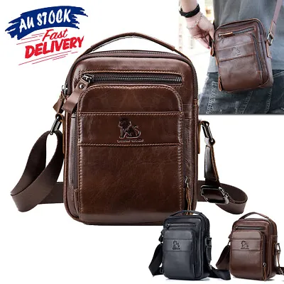 $38.99 • Buy Mens Crossbody Bags Genuine Leather Business Shoulder Messager Handbag Backpack 