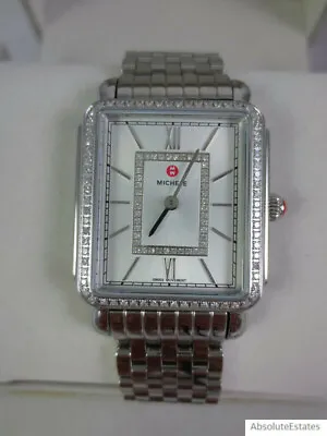 NEW Michele Deco II Silver Diamond Watch MWW06X000038 Stainless Steel Band NWT • $1258.74